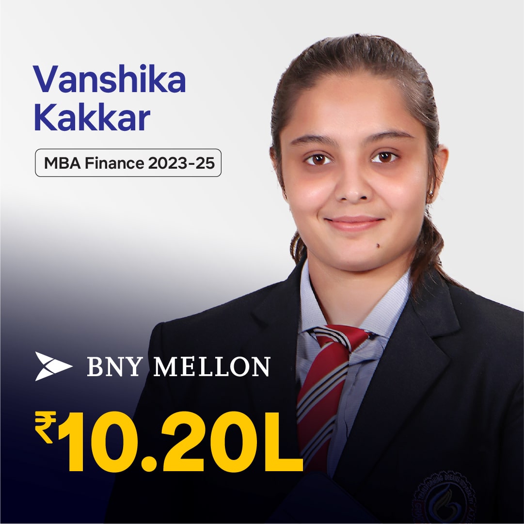 Vanshika Kakkar placed in BYN MELLON