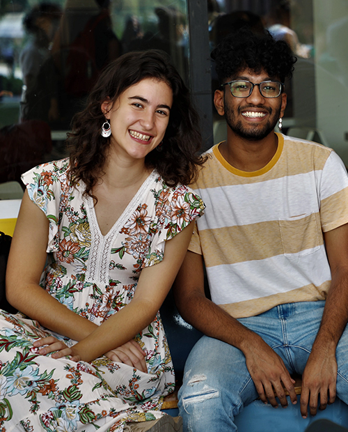 Students discussing in a group
