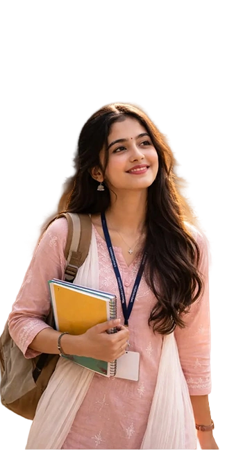 Student holding folder