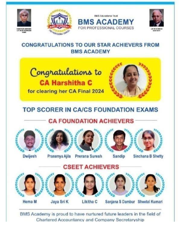 BMS Academy achievers in CA and CS examinations